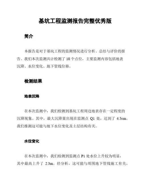 基坑工程监测报告完整优秀版