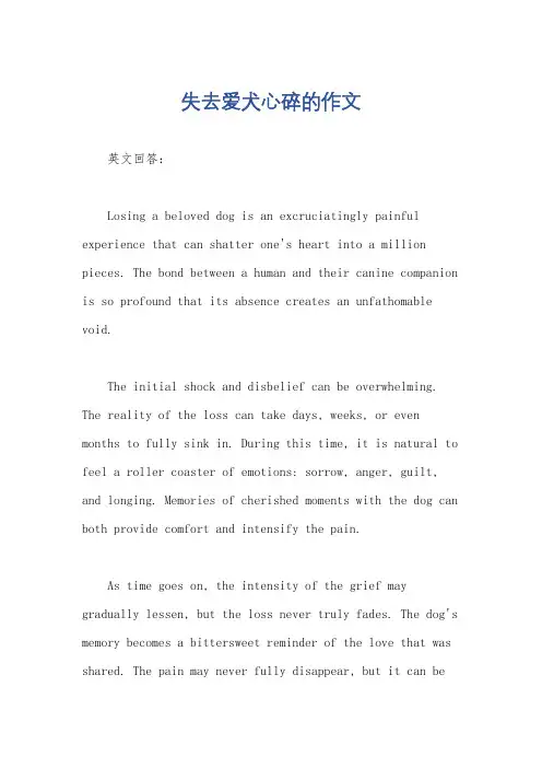 失去爱犬心碎的作文