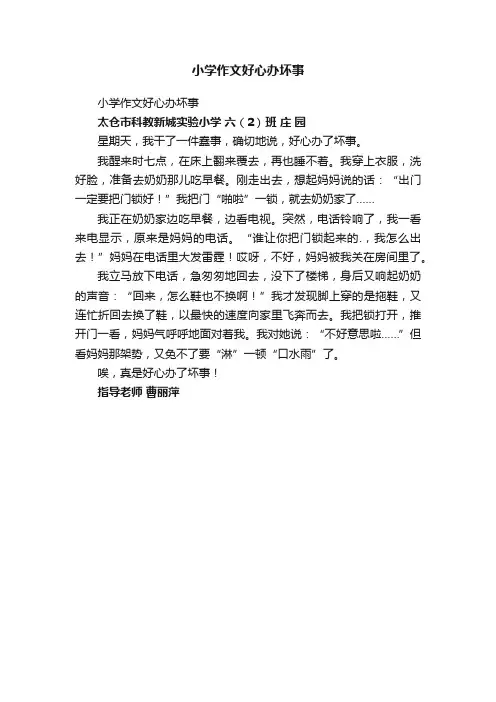 小学作文好心办坏事