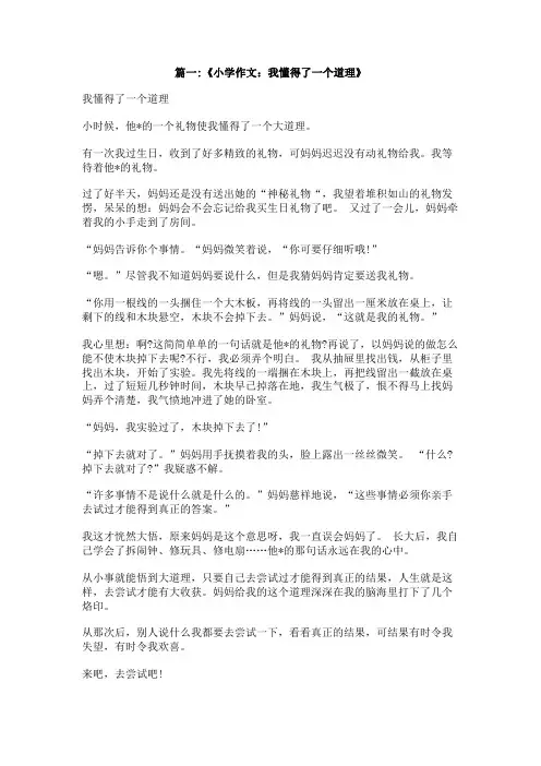 我懂得了什么作文300字(从生活中懂得的道理)