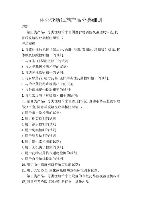 体外诊断试剂产品分类细则及目录