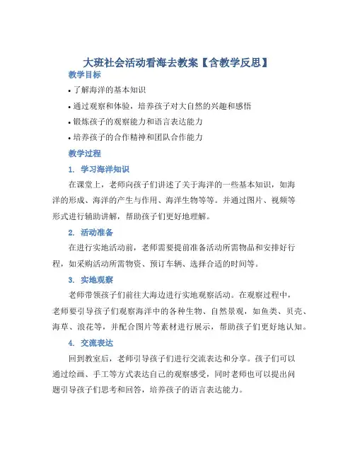 大班社会活动看海去教案【含教学反思】