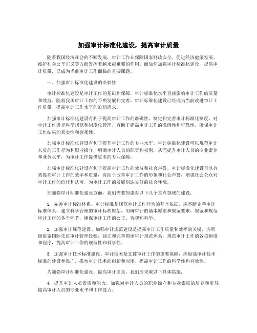 加强审计标准化建设,提高审计质量