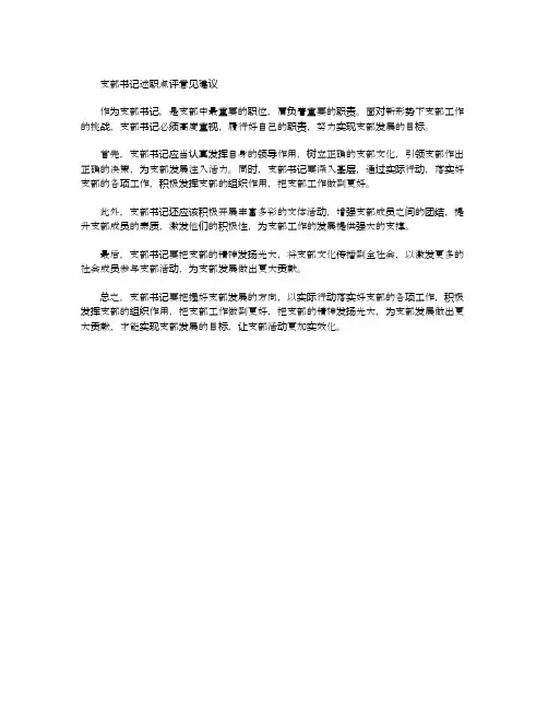 支部书记述职点评意见建议