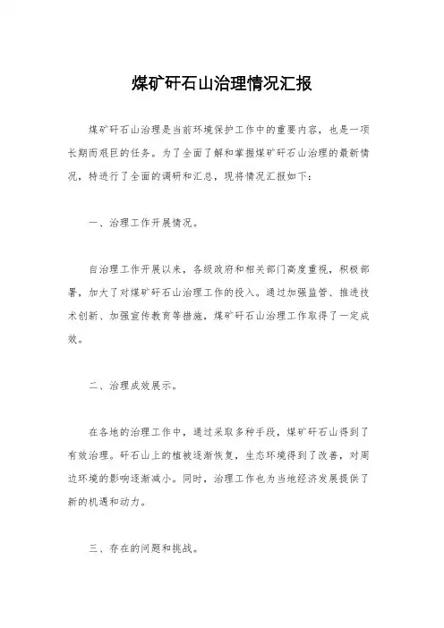 煤矿矸石山治理情况汇报