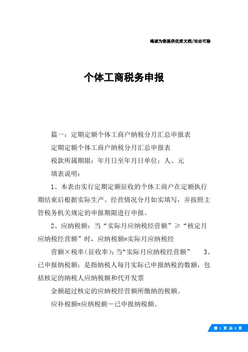个体工商税务申报