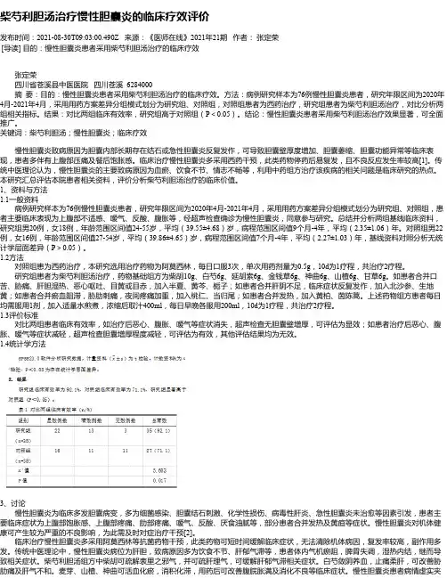 柴芍利胆汤治疗慢性胆囊炎的临床疗效评价