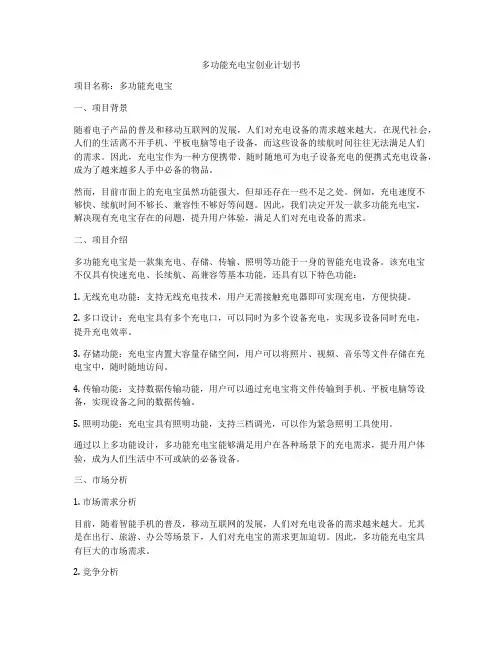 多功能充电宝创业计划书