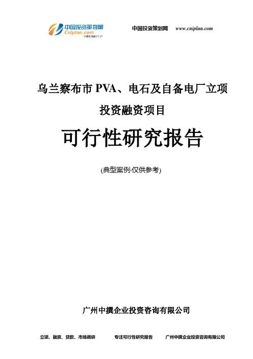 乌兰察布市PVA、电石及自备电厂融资投资立项项目可行性研究报告(中撰咨询)