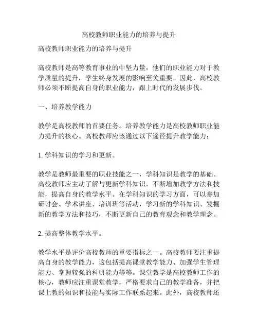 高校教师职业能力的培养与提升