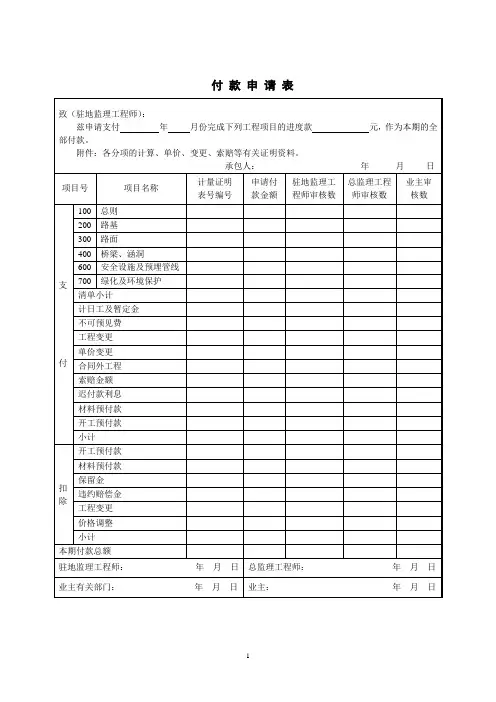 付款申请表