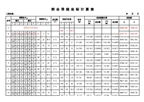 附合导线测量成果表 自动计算 