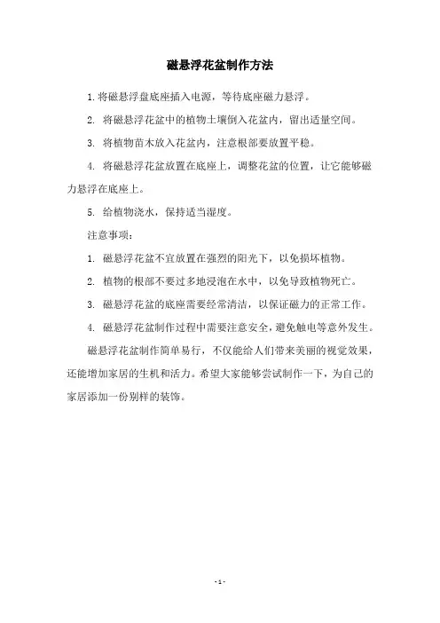 磁悬浮花盆制作方法