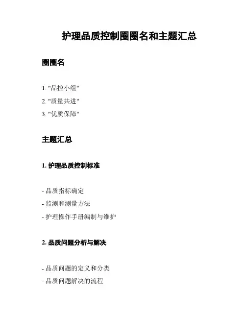 护理品质控制圈圈名和主题汇总