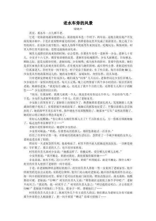 老水车旁的风景(2009江苏苏州中考语文记叙文阅读)