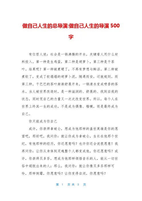 做自己人生的总导演-做自己人生的导演500字