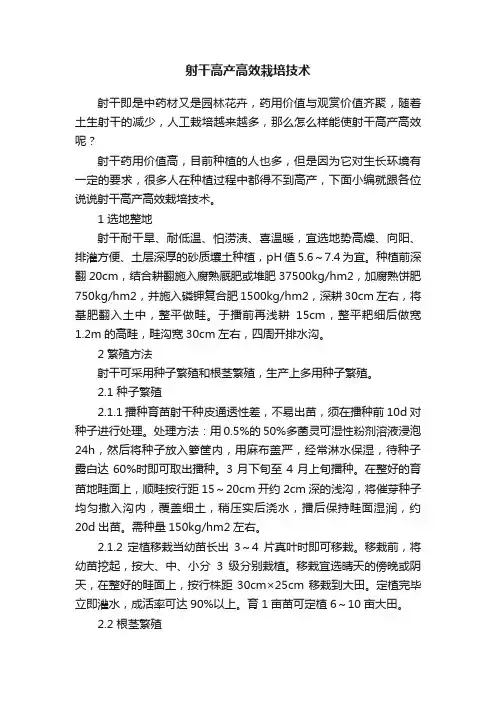 射干高产高效栽培技术
