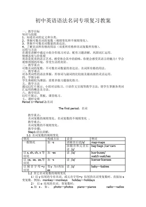 英语人教版九年级全册名词专项复习