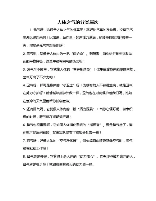 人体之气的分类层次