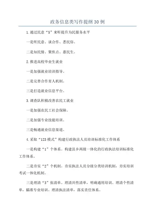 政务信息类写作提纲30例