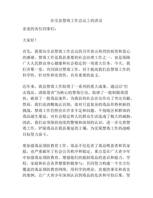 在全县禁毒工作会议上的讲话