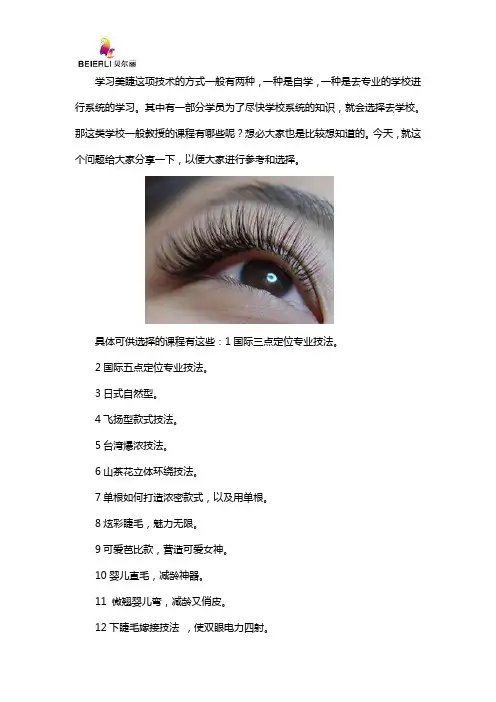 学习美睫教程有哪些