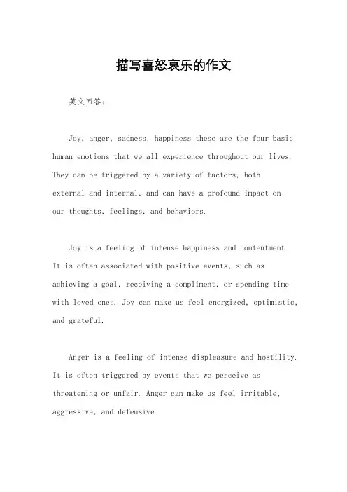 描写喜怒哀乐的作文