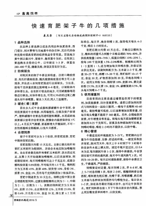 快速育肥架子牛的几项措施