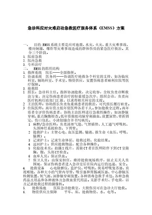 急诊科应对灾难启动急救医疗服务体系(EMSS)方案20