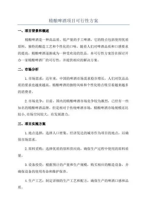 精酿啤酒项目可行性方案