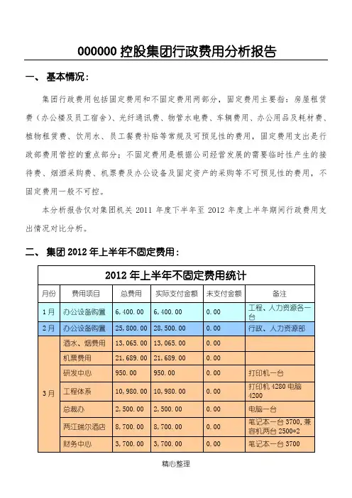 行政费用分析报告总结归纳