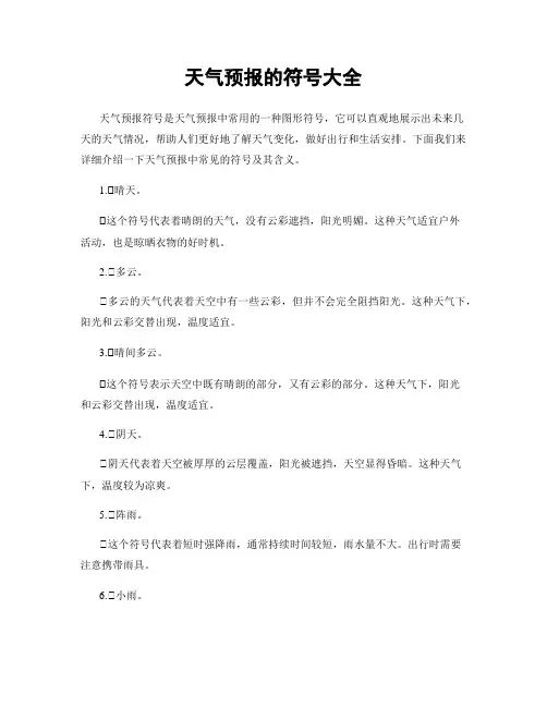 天气预报的符号大全