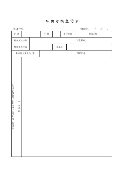 年度考核表(正反两面打印,仅供参考)
