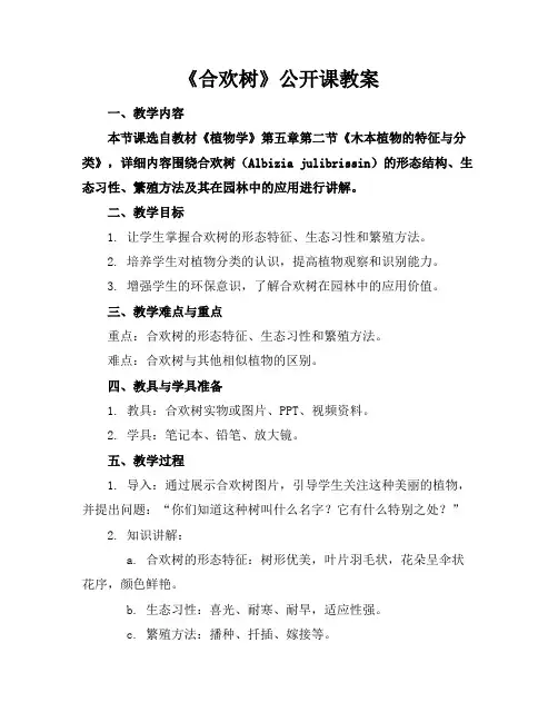 《合欢树》公开课教案 2