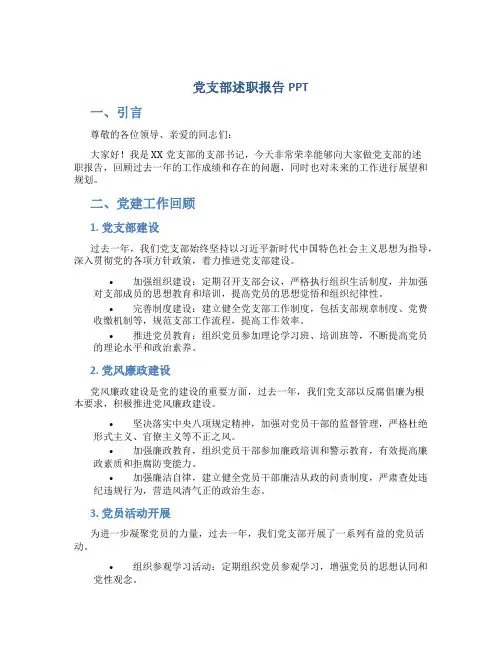 党支部述职报告ppt