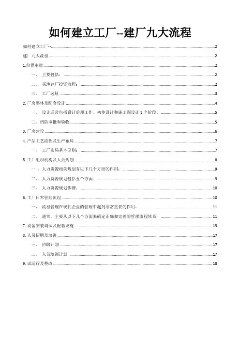 如何建立工厂--建厂九大流程