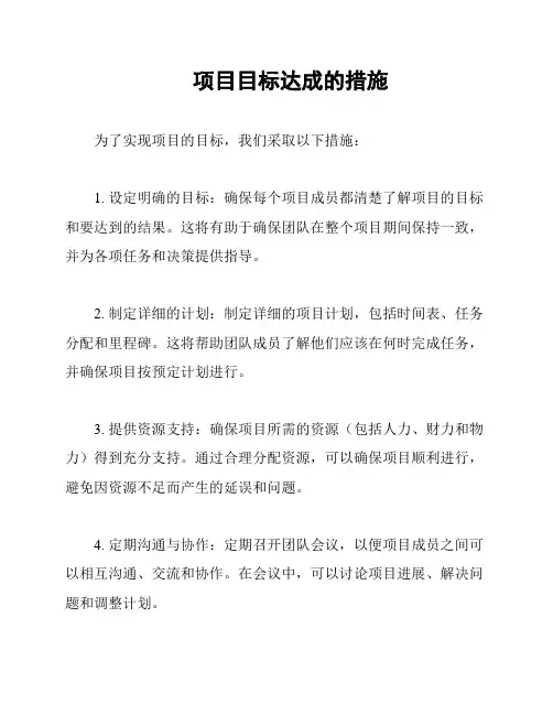 项目目标达成的措施