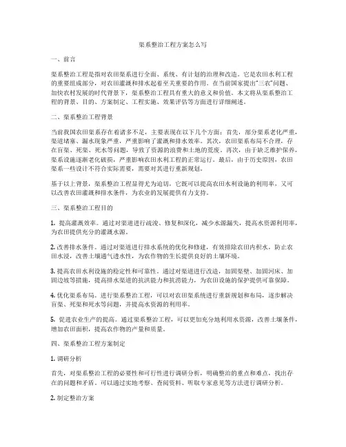 渠系整治工程方案怎么写