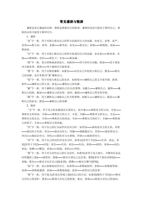 【免费阅读】常见谦辞、敬辞（附习题及答案）