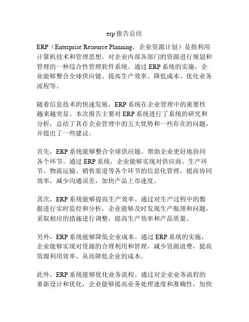 erp报告总结
