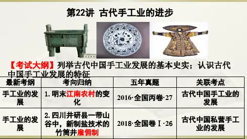 高中历史一轮复习  必修二 第22讲  古代手工业的进步