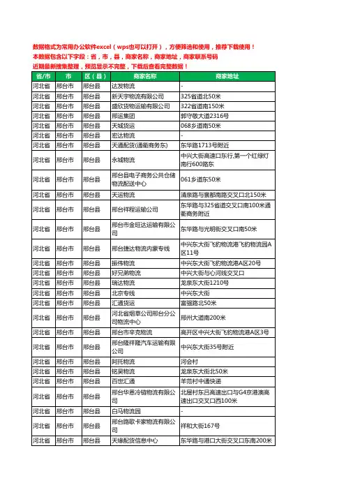 新版河北省邢台市邢台县托运工商企业公司名录名单大全120家