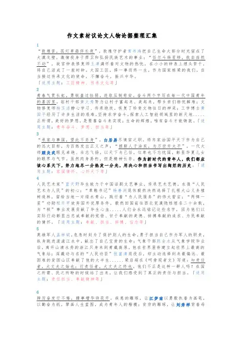 作文素材议论文人物论据整理汇集