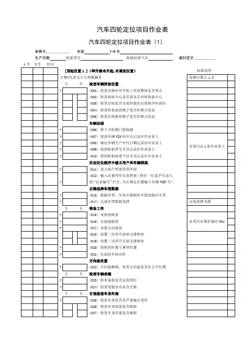 汽车四轮定位项目作业表-团体OK (1)