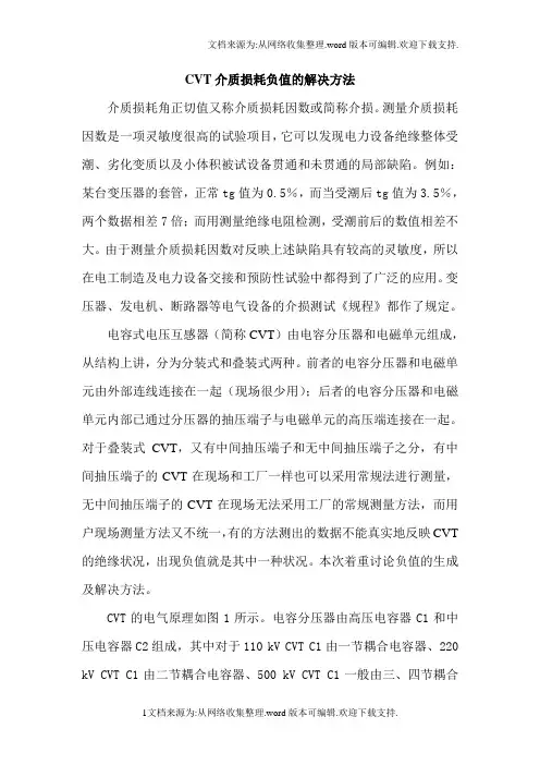 电容式电压互感器CVT自激法测量介质损耗误差分析