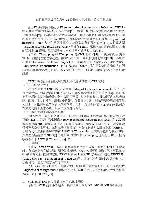 心脏磁共振成像在急性ST段抬高心肌梗死中的应用新进展
