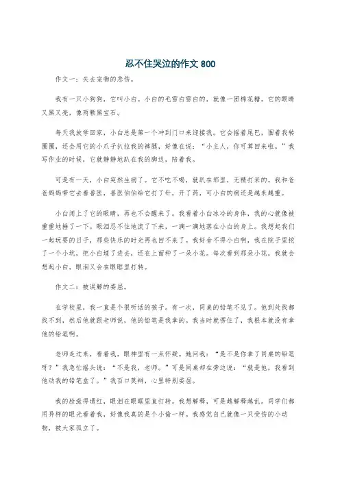 忍不住哭泣的作文800