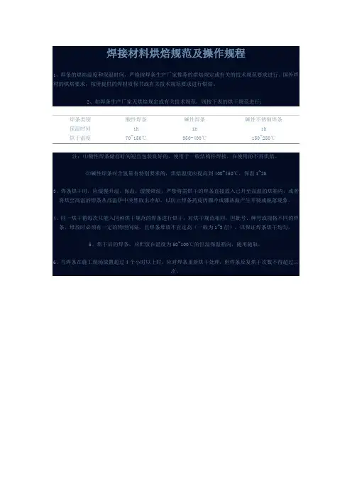 焊条烘干规范