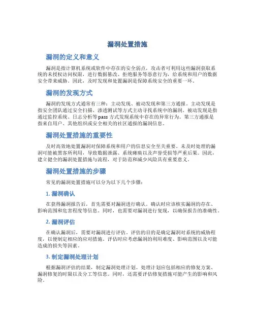 漏洞处置措施