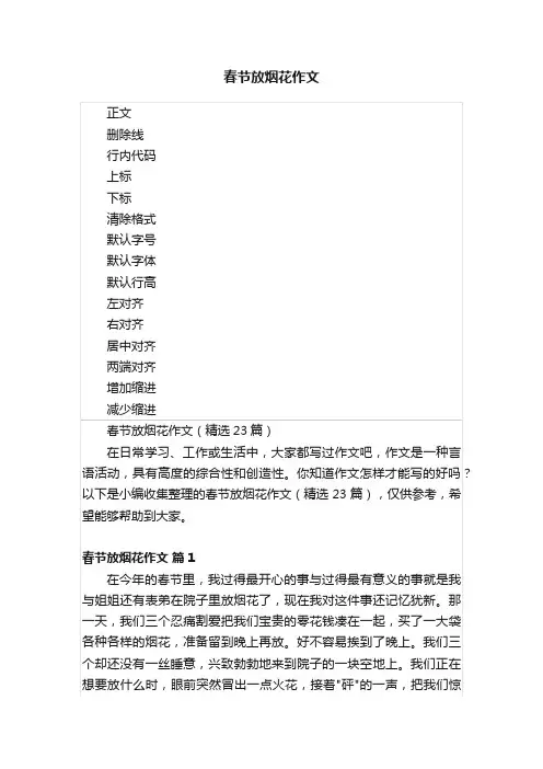 春节放烟花作文 2
